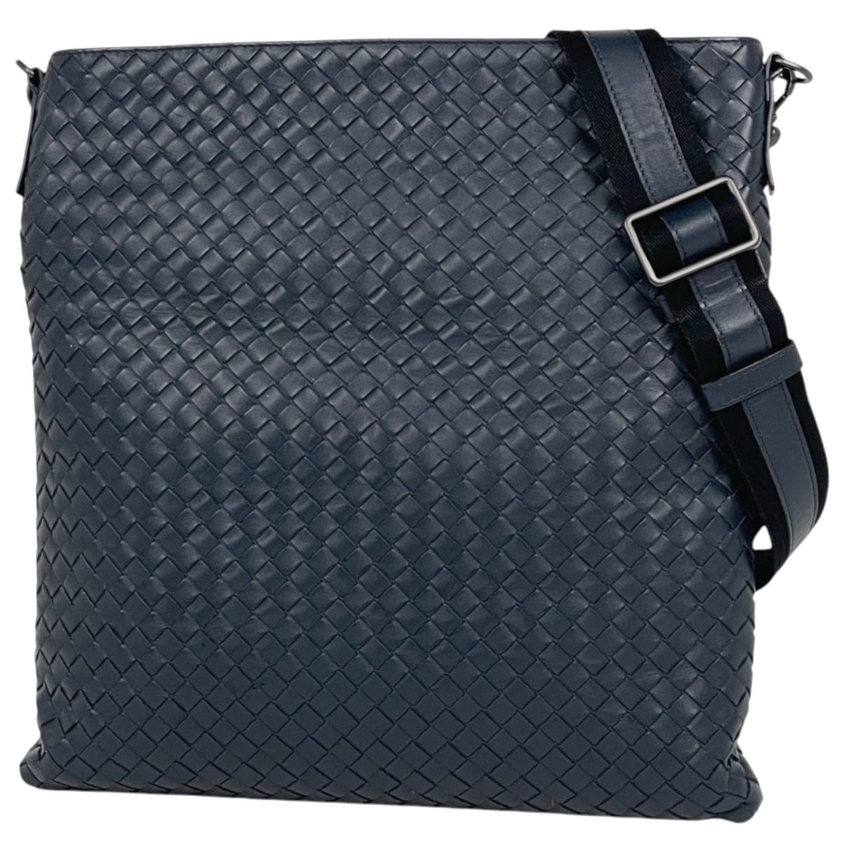 Bottega Veneta Shoulder Bag Intrecciato Leather Navy