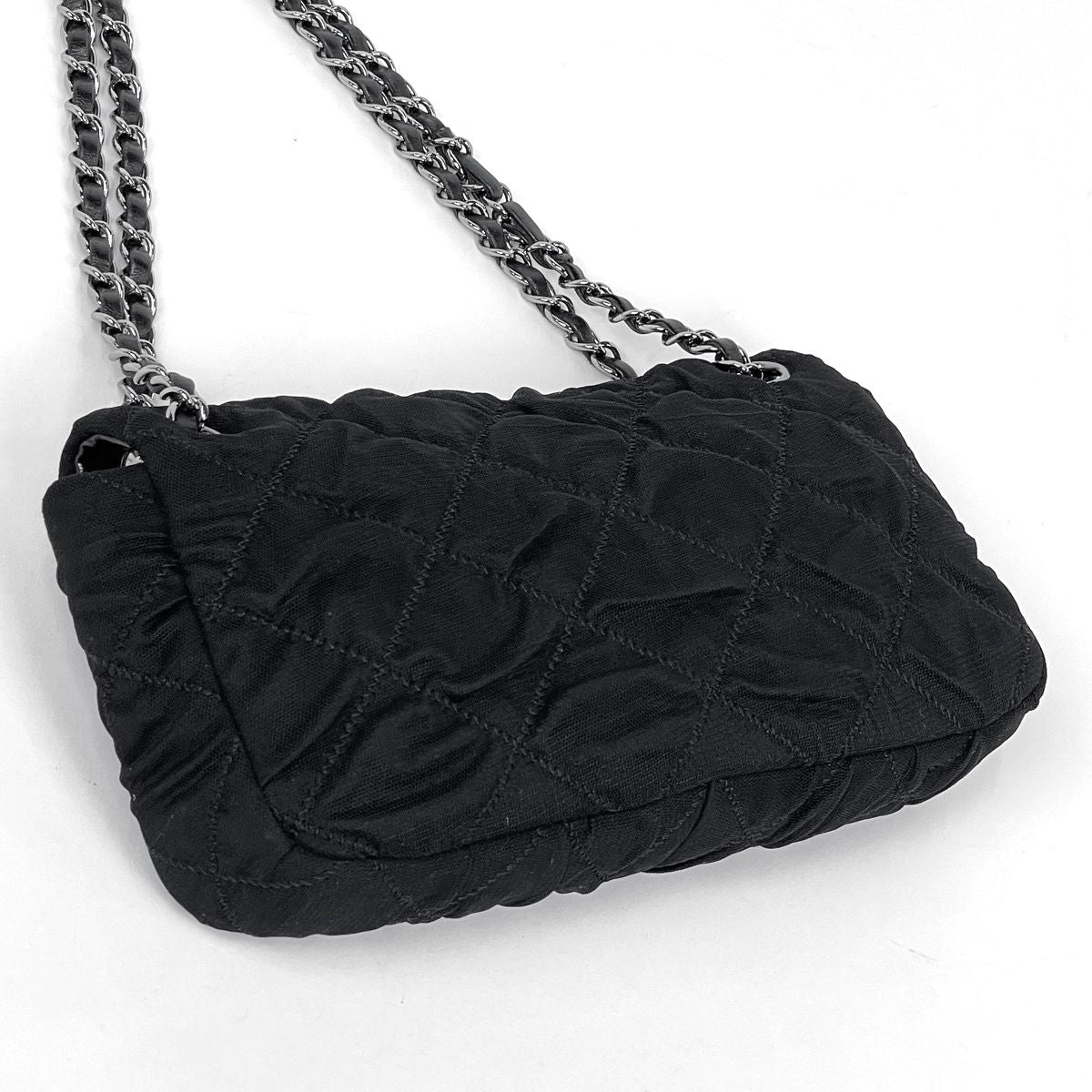 Chanel Shoulder Bag Quilted Chain Canvas Black — view 2