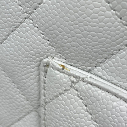 Chanel Tote CC Logo Quilted Caviar Leather White — view 4