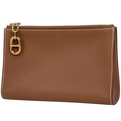 Hermes Zipengo Chaine D'ancre PM Clutch Leather Toffee