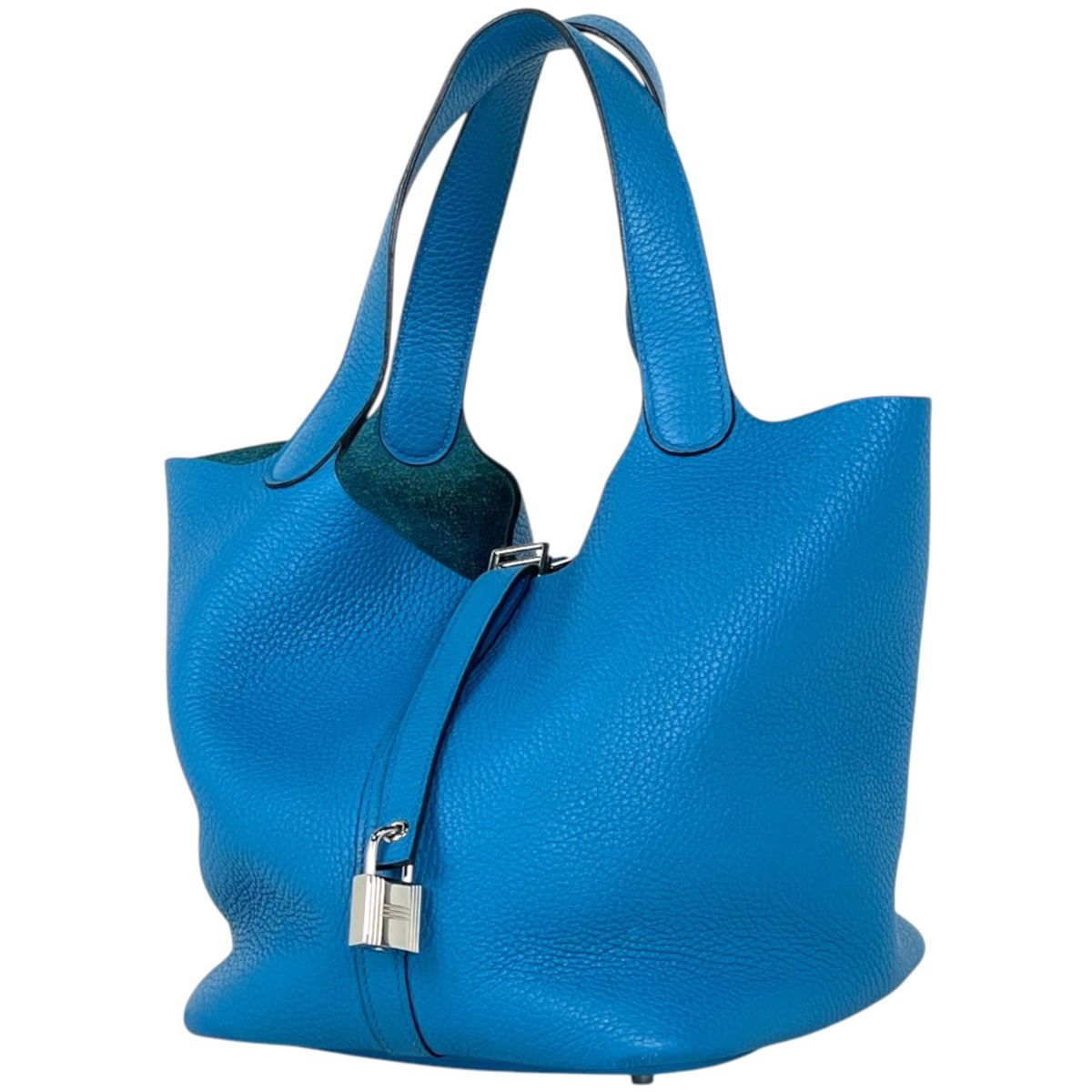 Hermes Picotin Lock MM Handbag Taurillon Clemence Turquoise