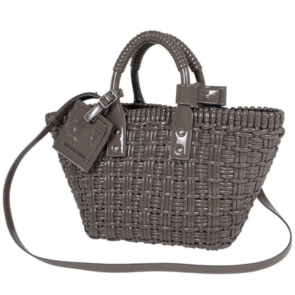 Balenciaga Handbag Bistro XS Basket 2-Way Patent Leather Greige