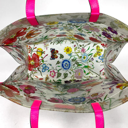 Gucci Tote Flora Print Leather Pink Clear — view 7