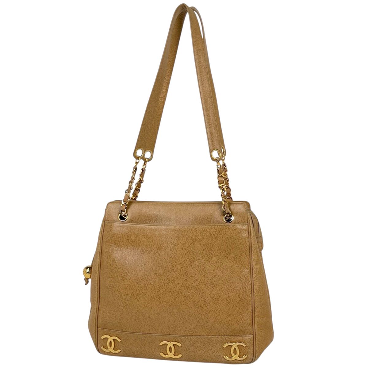 Chanel Tote Triple CC Logo Caviar Leather Brown
