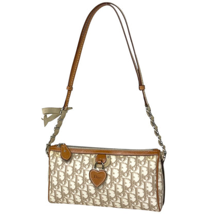 Dior Shoulder Bag Trotter Pattern Heart White Brown