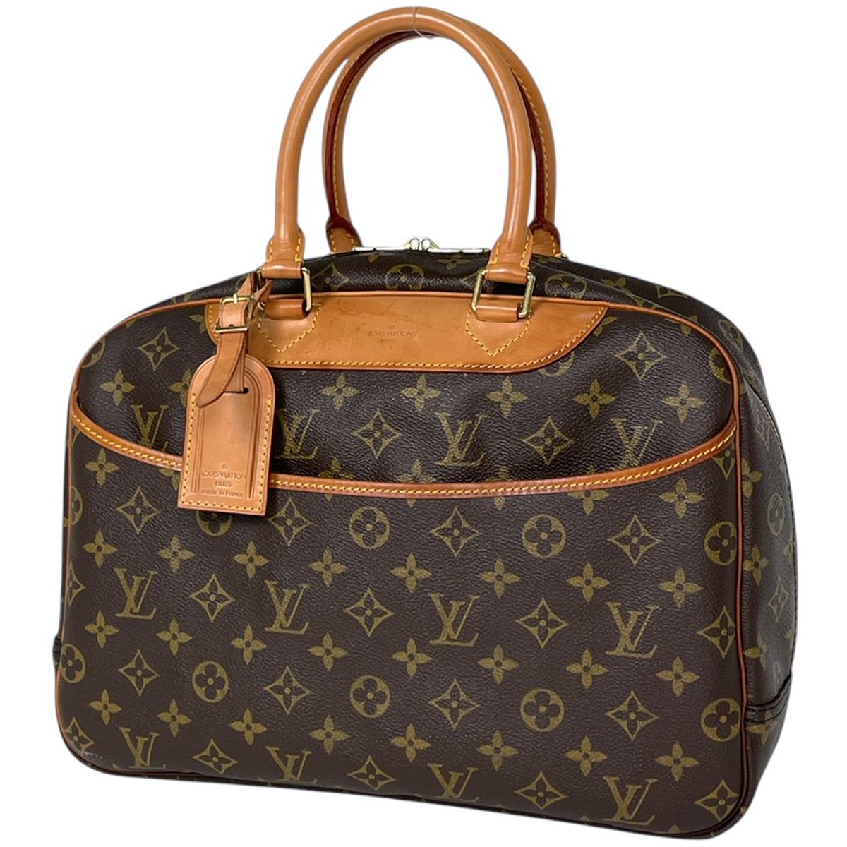 Louis Vuitton Deauville Handbag Handle Bowling Vanity Monogram Brown