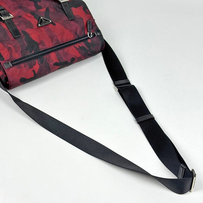 Prada Shoulder Bag Camouflage Nylon Red Black — view 6