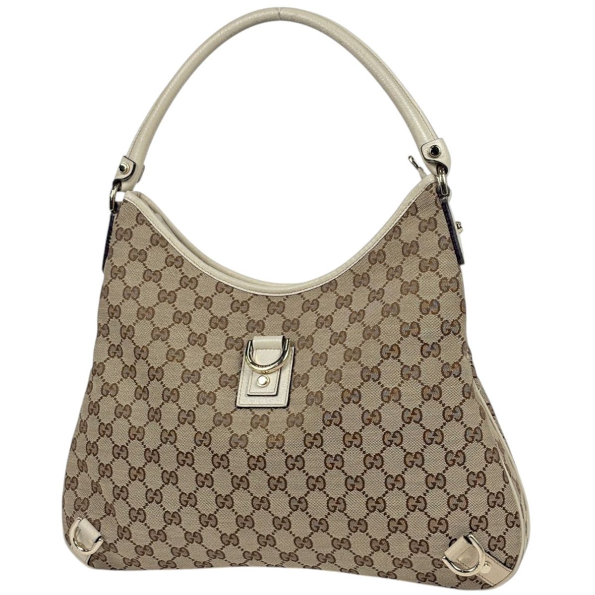 Gucci Shoulder Bag GG Pattern Abbey Canvas Beige White