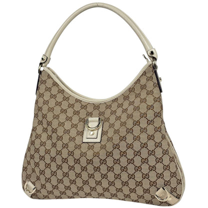 Gucci Shoulder Bag GG Pattern Abbey Canvas Beige White