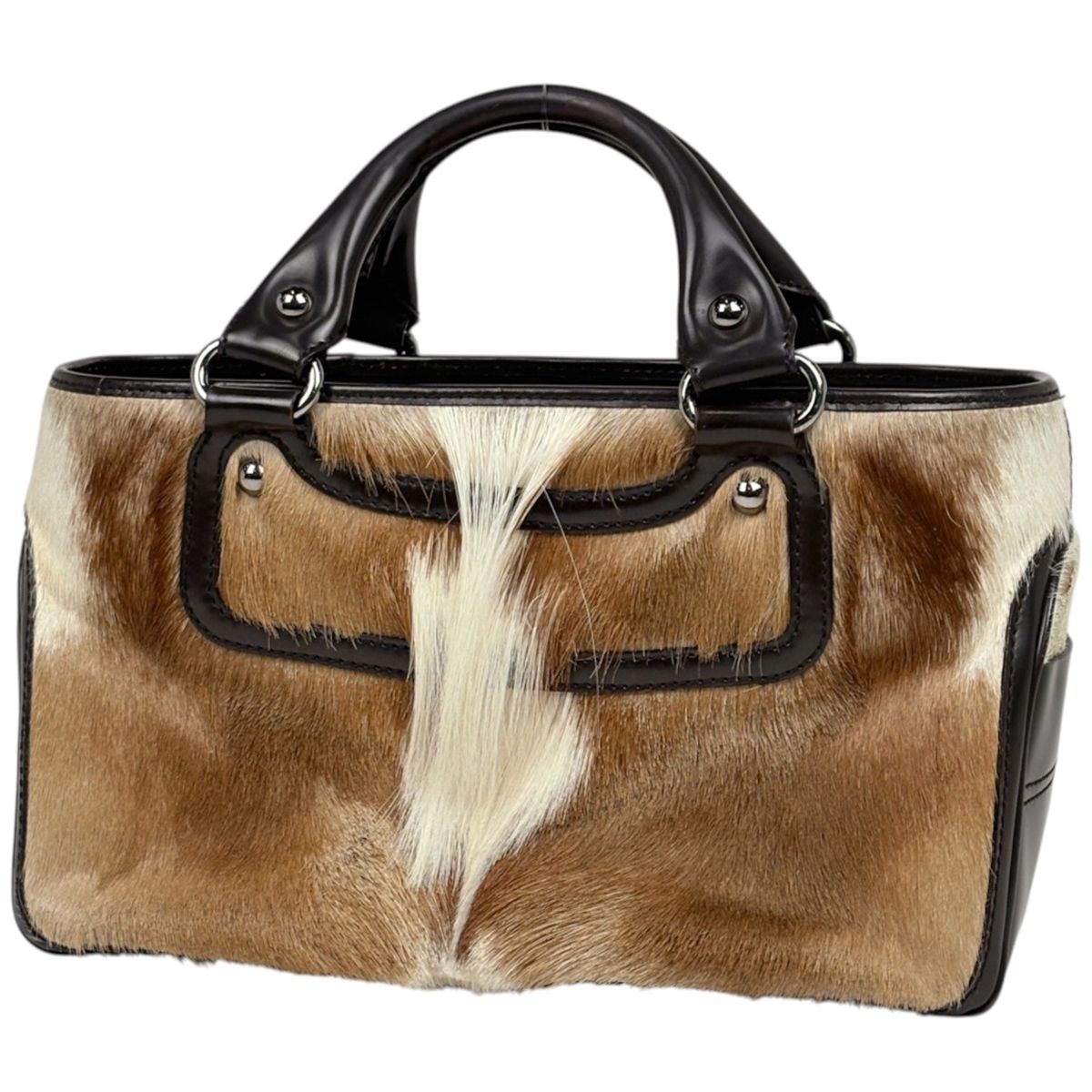 Celine Boogie Bag Handbag Calf Hair Brown