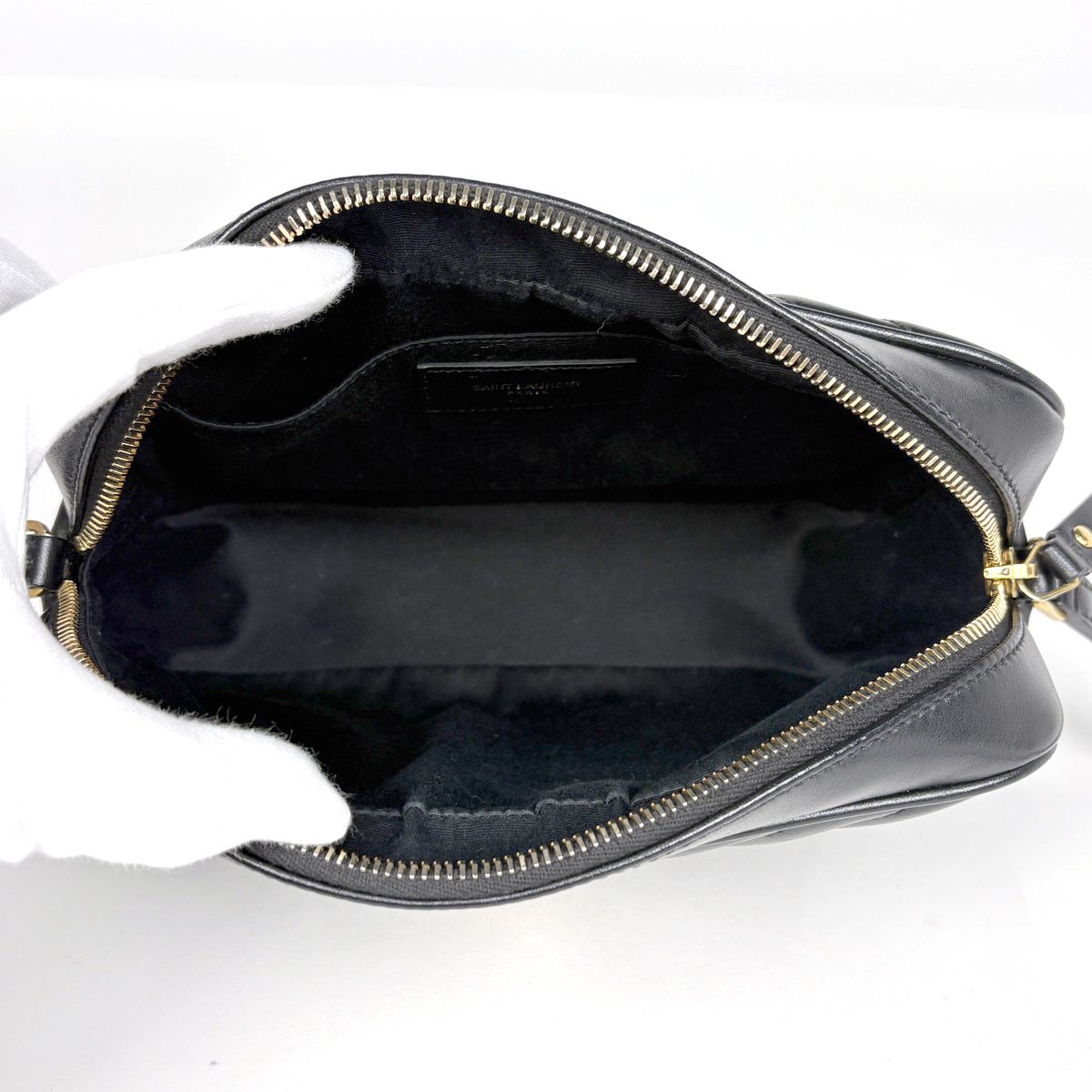 Saint Laurent Shoulder Bag Lou Fringe Leather Black — view 8