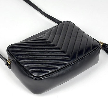 Saint Laurent Shoulder Bag Lou Fringe Leather Black — view 2