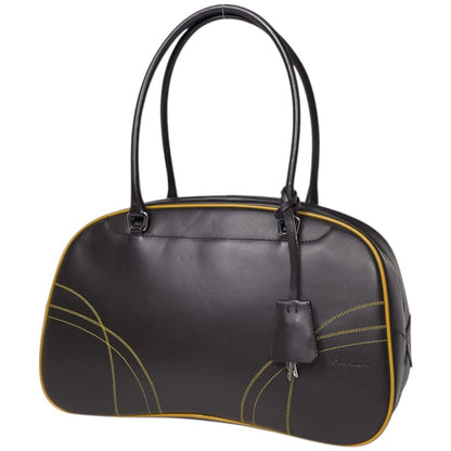 Prada Shoulder Bag Logo Leather Brown