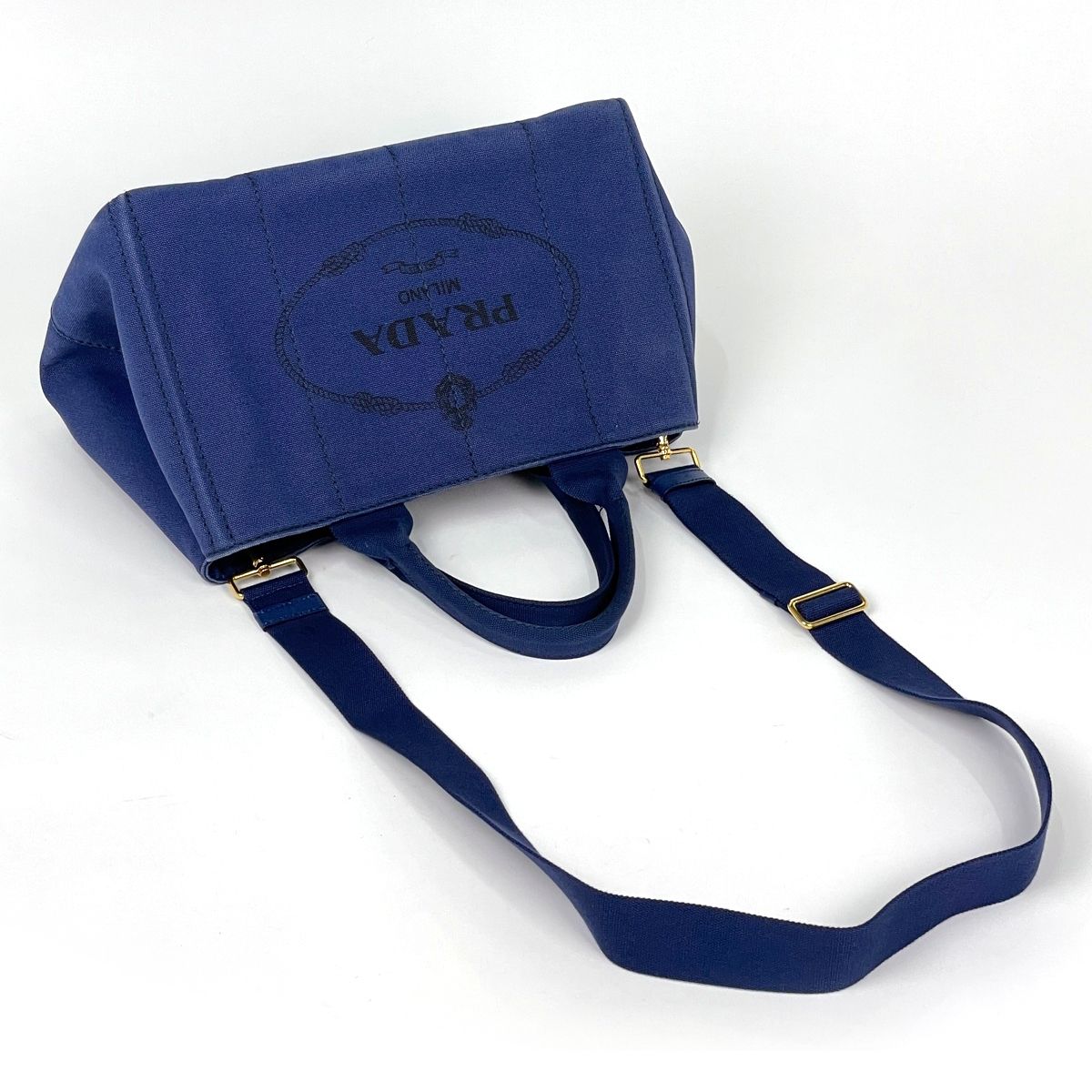 Prada Tote Canapa 2-Way Canvas Blue — view 7