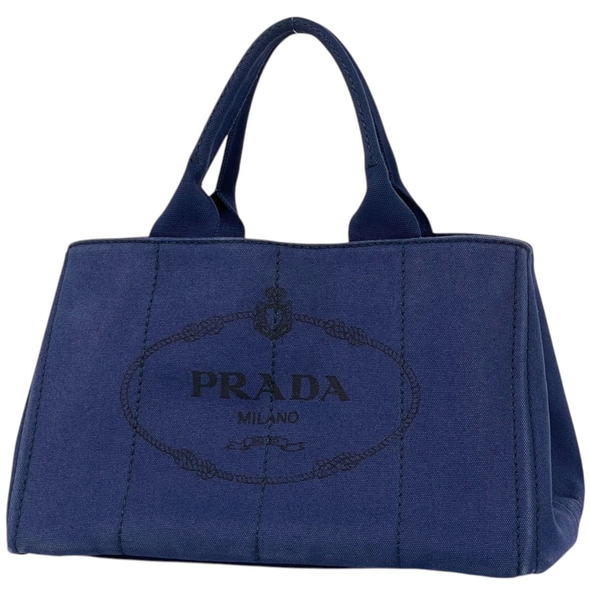 Prada Tote Canapa 2-Way Canvas Blue