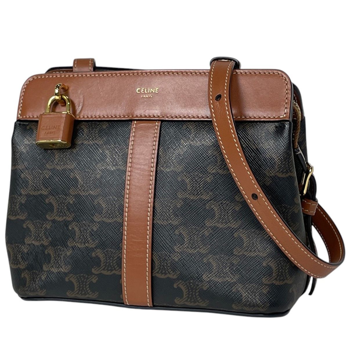 Celine Shoulder Bag Triomphe Teen Cabas de France Brown