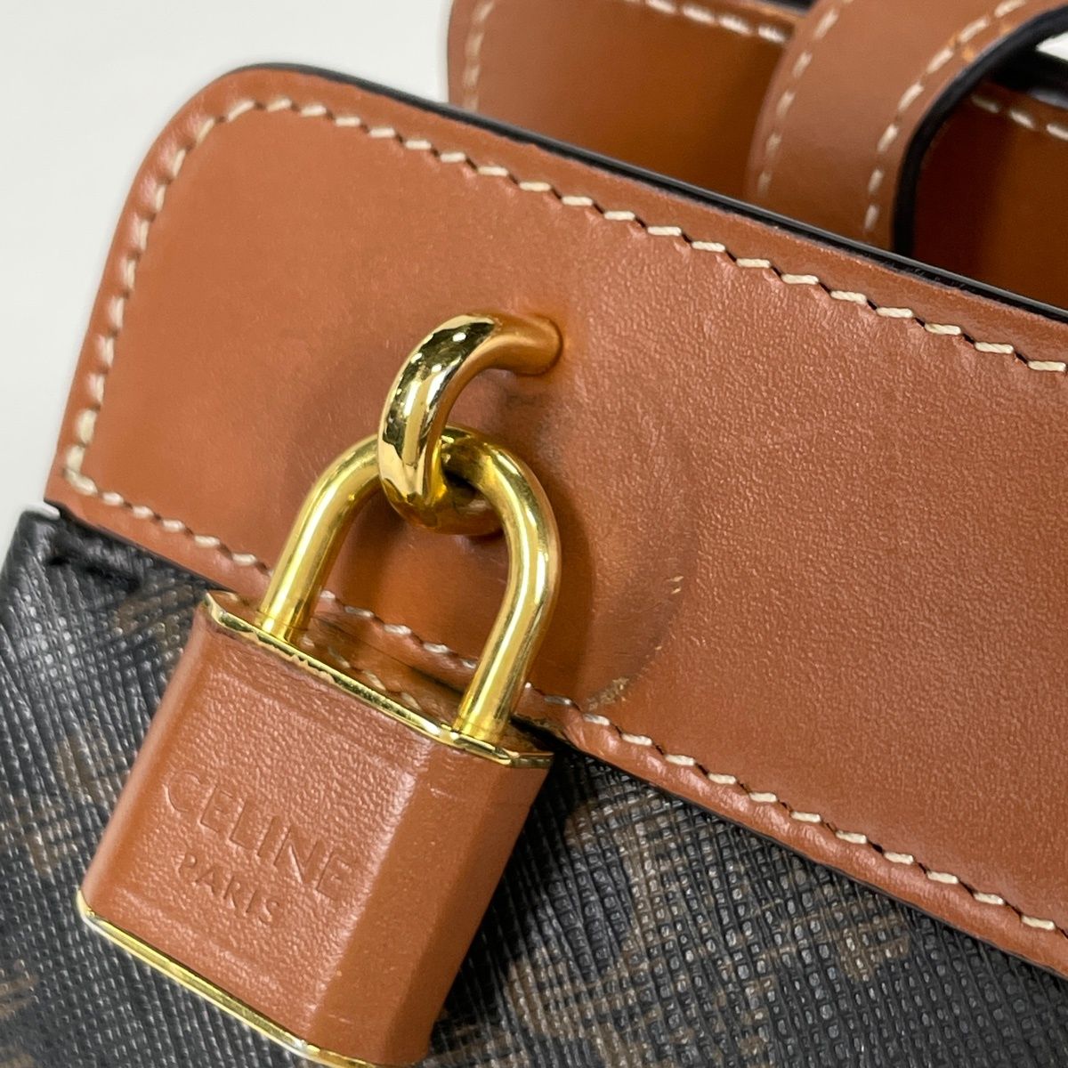 Celine Shoulder Bag Triomphe Teen Cabas de France Brown — view 5