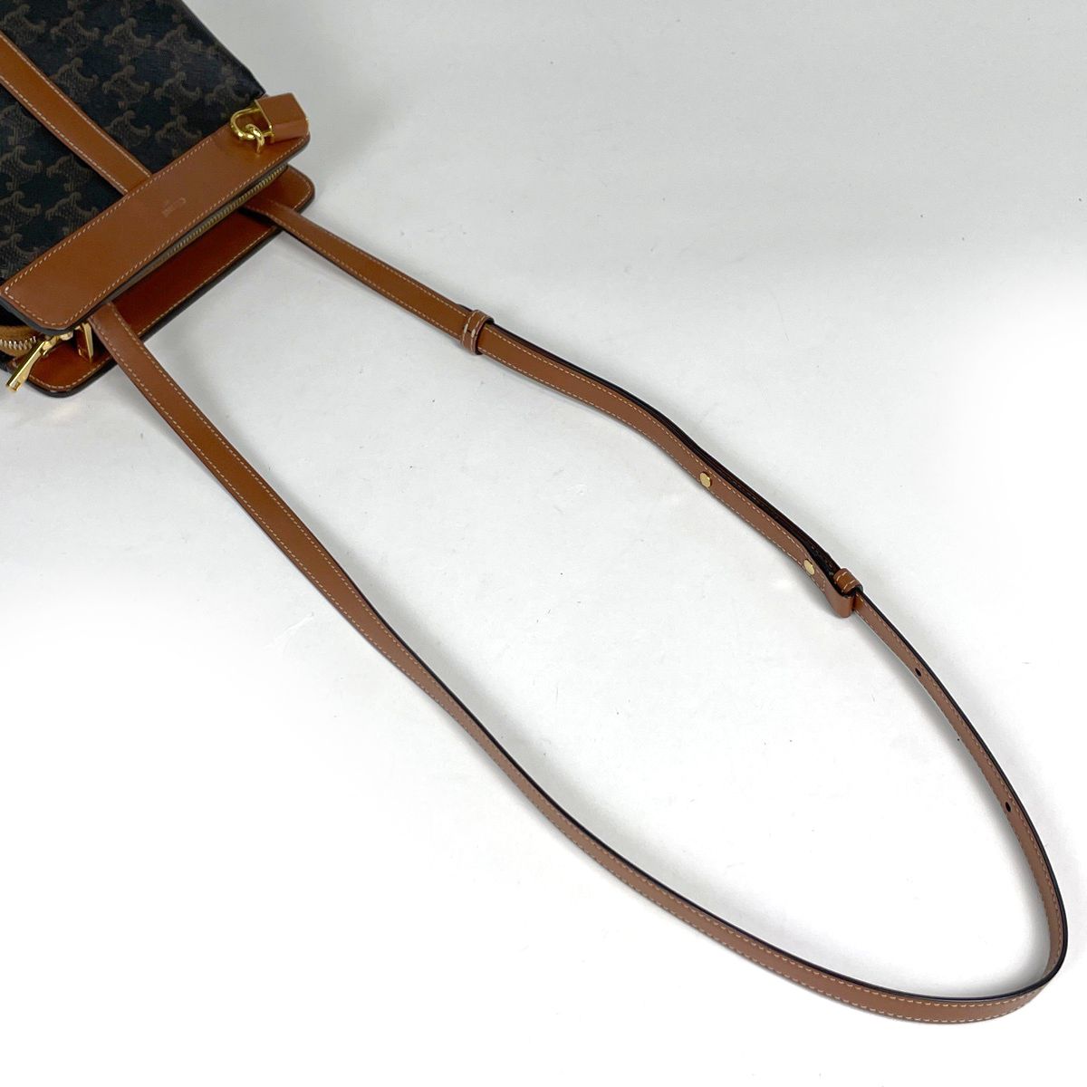 Celine Shoulder Bag Triomphe Teen Cabas de France Brown — view 8