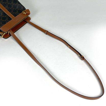 Celine Shoulder Bag Triomphe Teen Cabas de France Brown — view 8