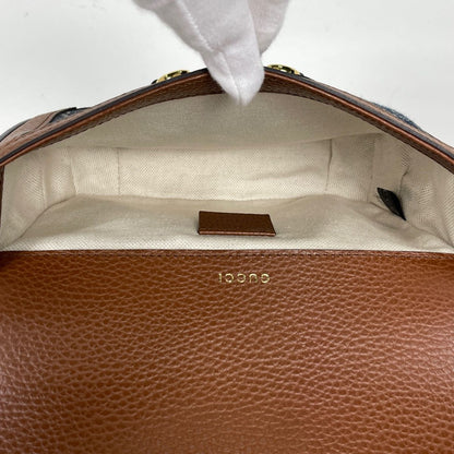 Gucci Shoulder Bag Horsebit 1955 GG Denim Blue Brown — view 7