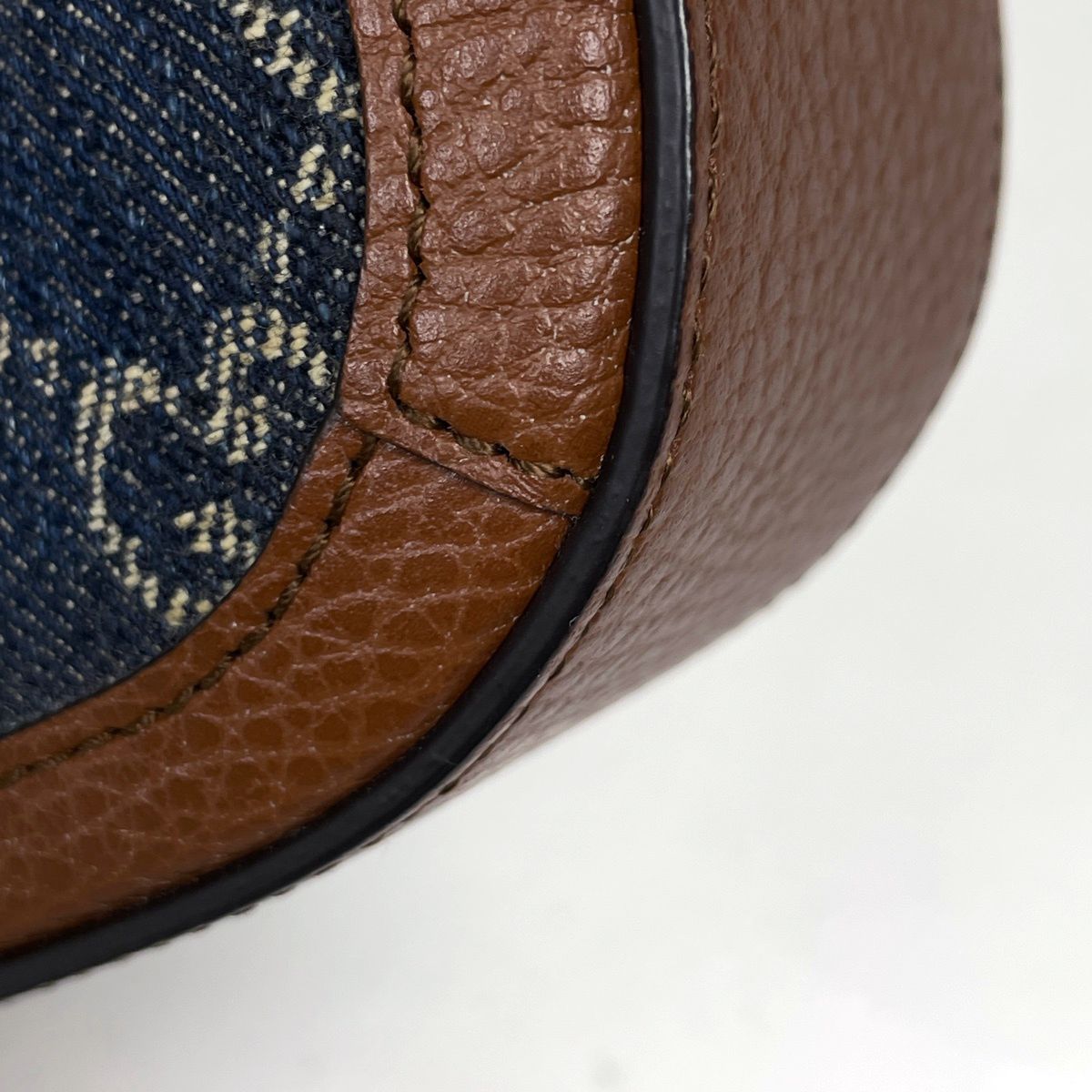 Gucci Shoulder Bag Horsebit 1955 GG Denim Blue Brown — view 3