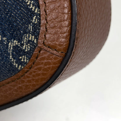 Gucci Shoulder Bag Horsebit 1955 GG Denim Blue Brown — view 3
