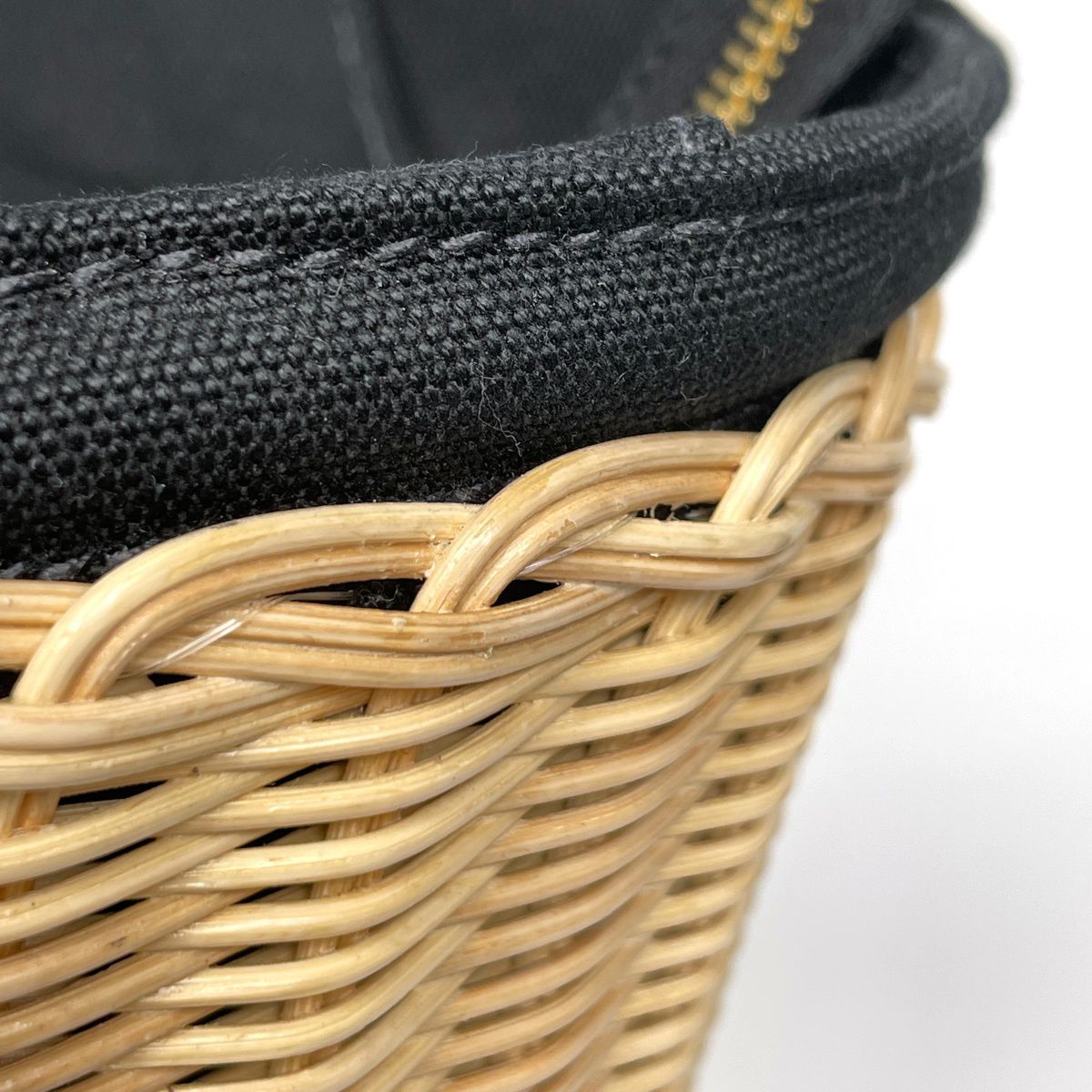 Prada Handbag Wicker Basket Bag 2-Way Rattan Beige Nero — view 5