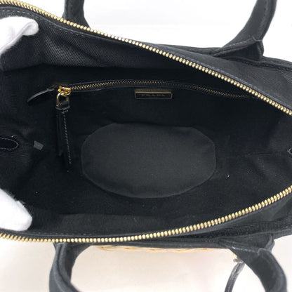 Prada Handbag Wicker Basket Bag 2-Way Rattan Beige Nero — view 7