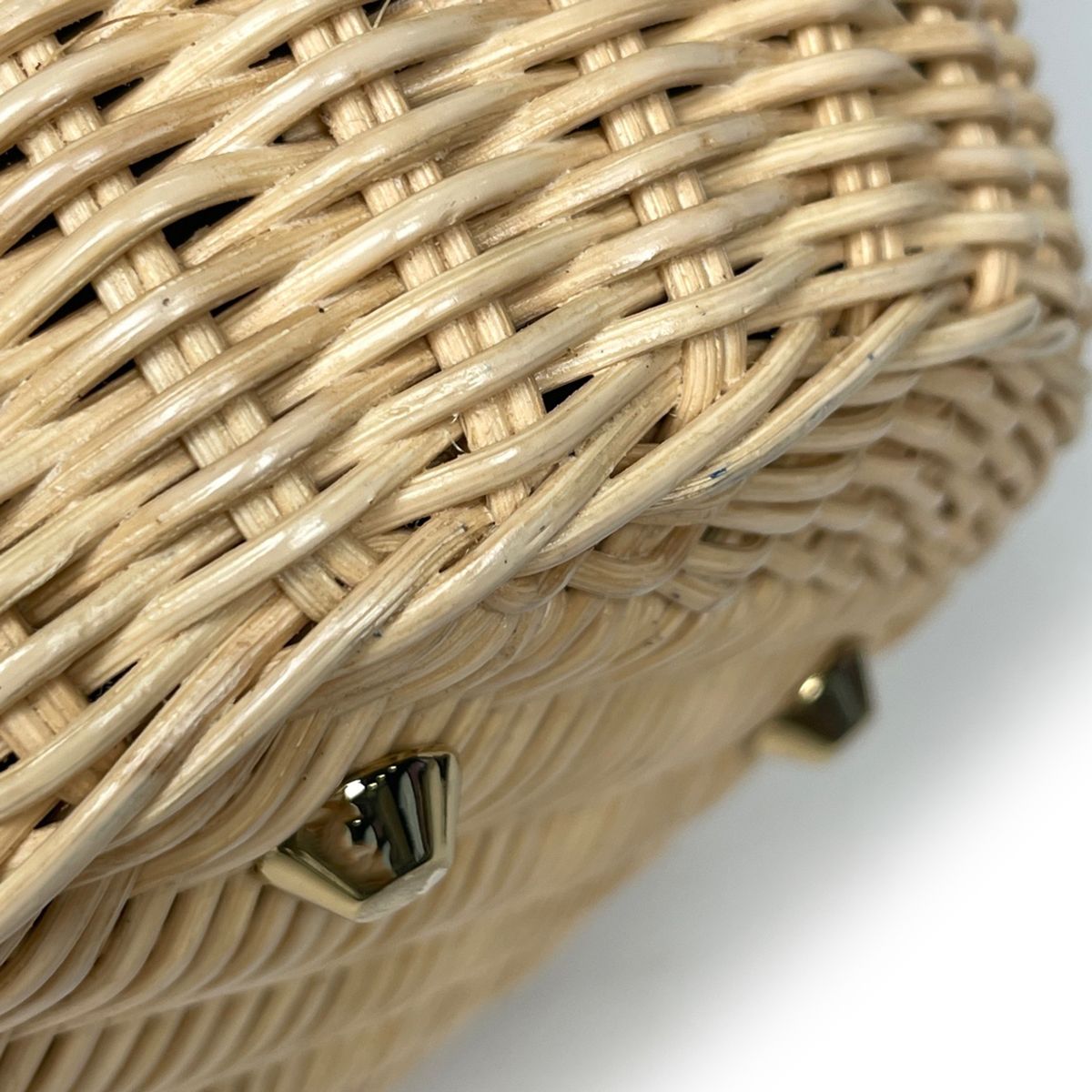 Prada Handbag Wicker Basket Bag 2-Way Rattan Beige Nero — view 3
