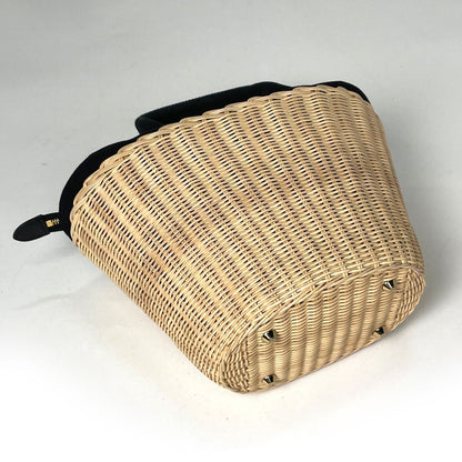 Prada Handbag Wicker Basket Bag 2-Way Rattan Beige Nero — view 2