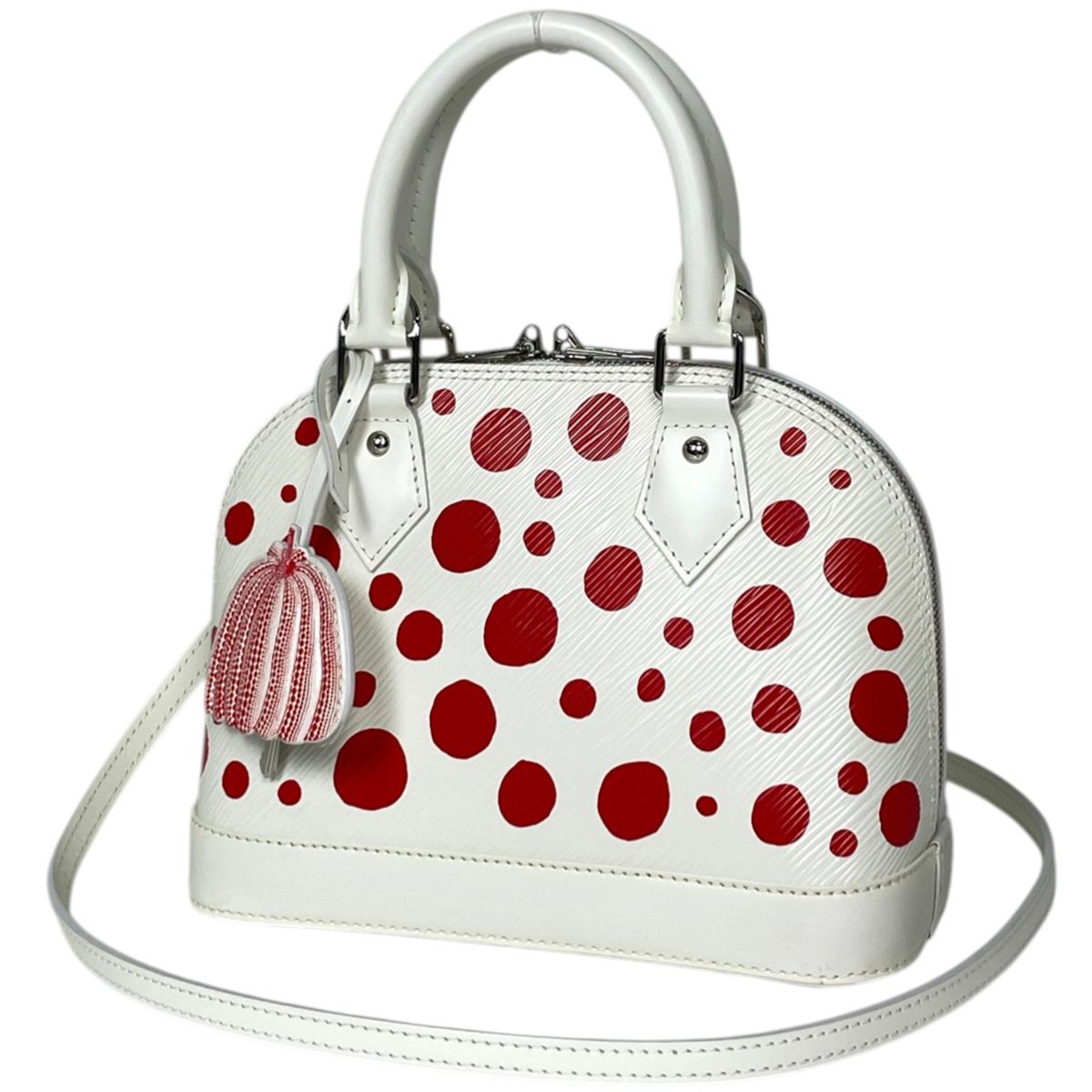 Louis Vuitton Alma BB Handbag 2-Way Yayoi Kusama Dot Epi White