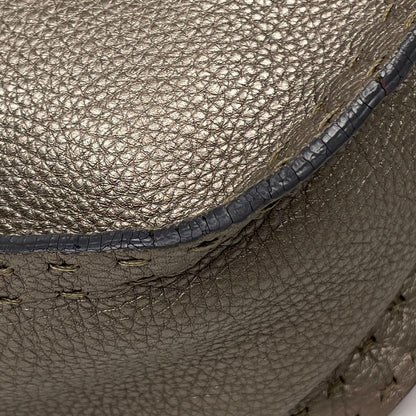 Fendi Shoulder Bag Selleria Metallic Leather Greige — view 3