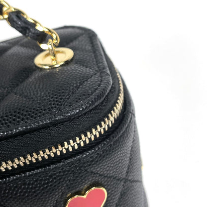 Chanel Shoulder Bag Small Vanity Quilted CC Logo Caviar Leather Black — view 5