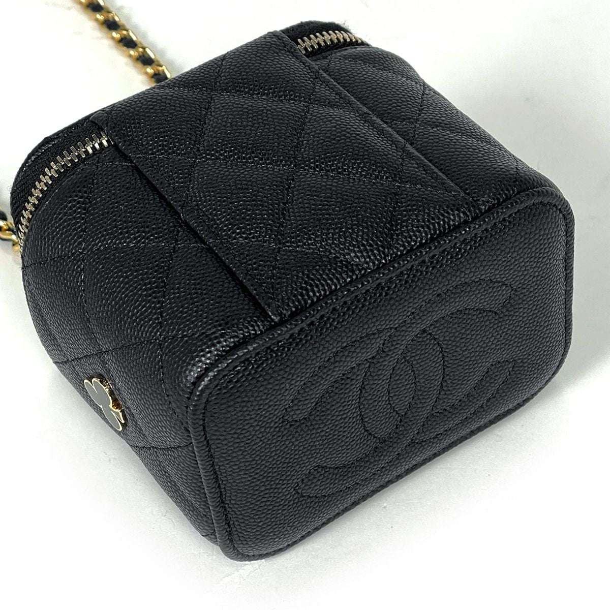 Chanel Shoulder Bag Small Vanity Quilted CC Logo Caviar Leather Black — view 4