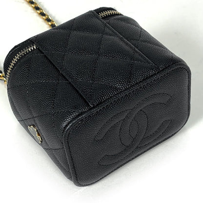 Chanel Shoulder Bag Small Vanity Quilted CC Logo Caviar Leather Black — view 4