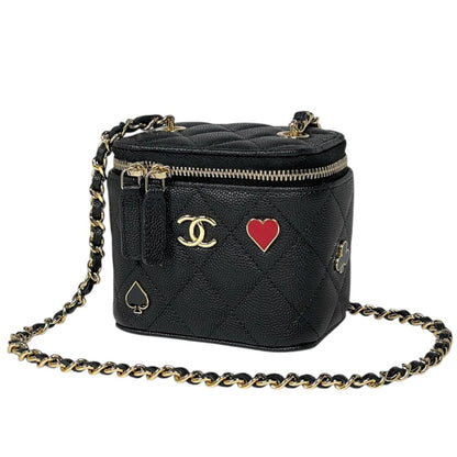 Chanel Shoulder Bag Small Vanity Quilted CC Logo Caviar Leather Black