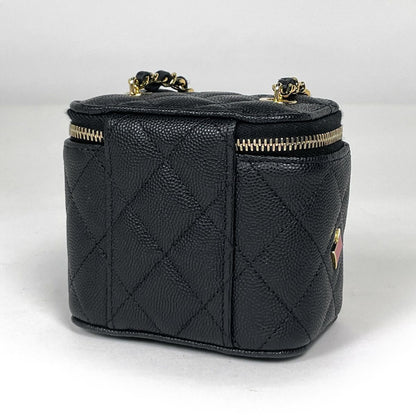 Chanel Shoulder Bag Small Vanity Quilted CC Logo Caviar Leather Black — view 2