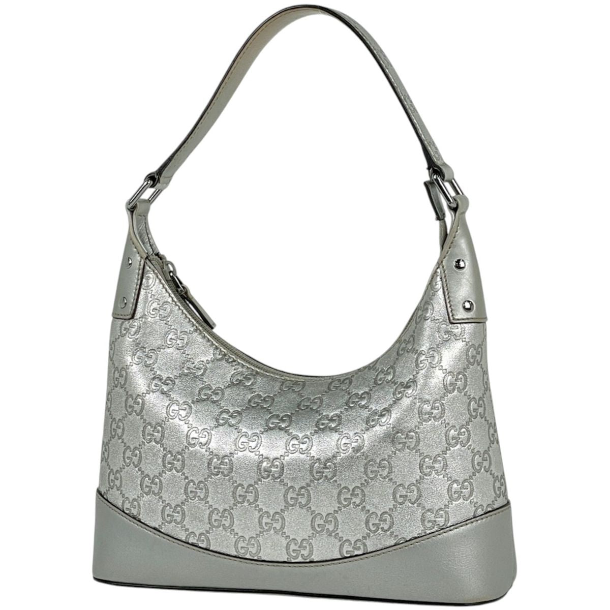 Gucci Shoulder Bag Guccissima Leather Silver