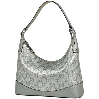 Gucci Shoulder Bag Guccissima Leather Silver