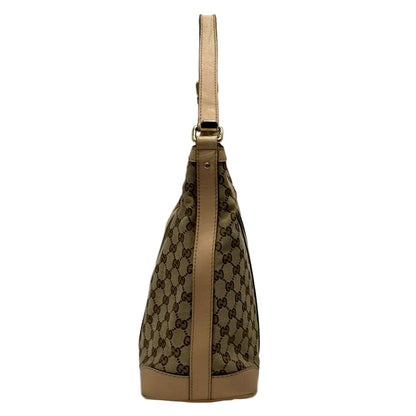 Gucci Shoulder Bag GG Pattern Beige Dark Brown Leather — view 4