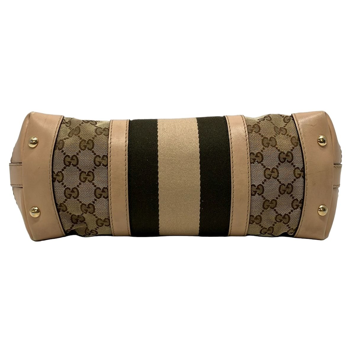 Gucci Shoulder Bag GG Pattern Beige Dark Brown Leather — view 5
