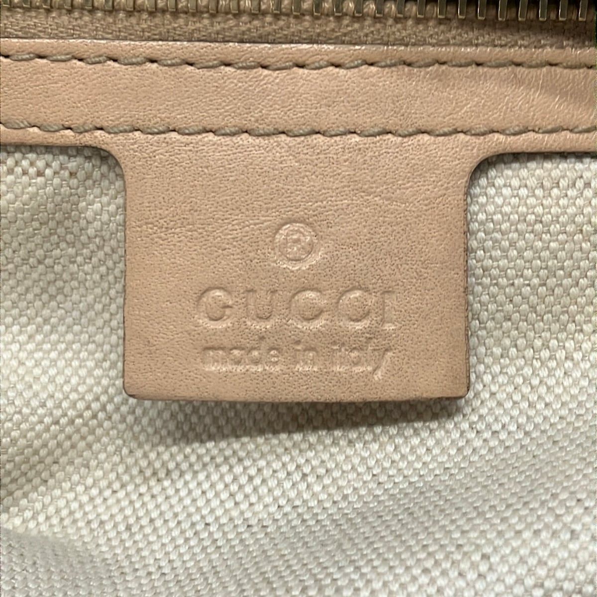 Gucci Shoulder Bag GG Pattern Beige Dark Brown Leather — view 8