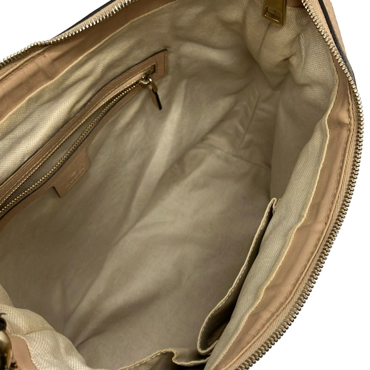 Gucci Shoulder Bag GG Pattern Beige Dark Brown Leather — view 7