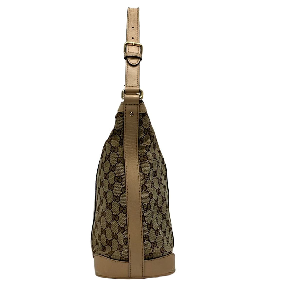 Gucci Shoulder Bag GG Pattern Beige Dark Brown Leather — view 2