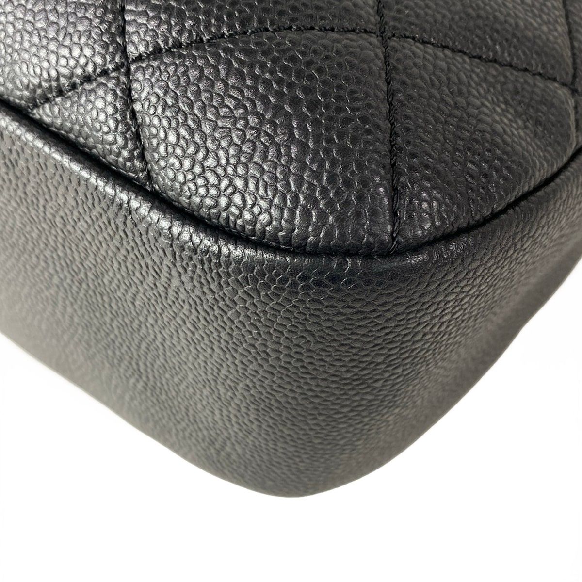 Chanel Tote Quilted Black CC Logo Silver Chain — view 8