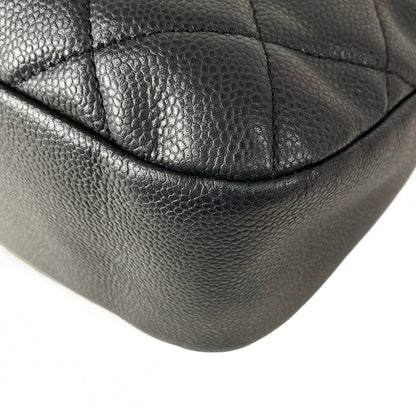 Chanel Tote Quilted Black CC Logo Silver Chain — view 6