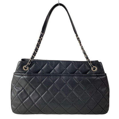 Chanel Tote Quilted Black CC Logo Silver Chain — view 3