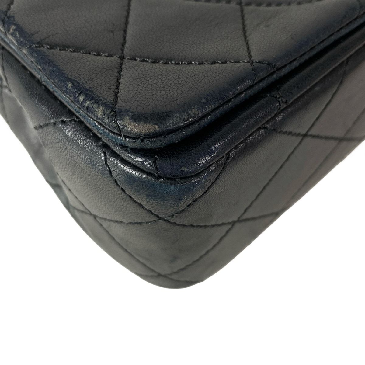 Chanel Shoulder Bag Mini Quilted Black Gold Chain Full Flap Turnlock Lambskin — view 7
