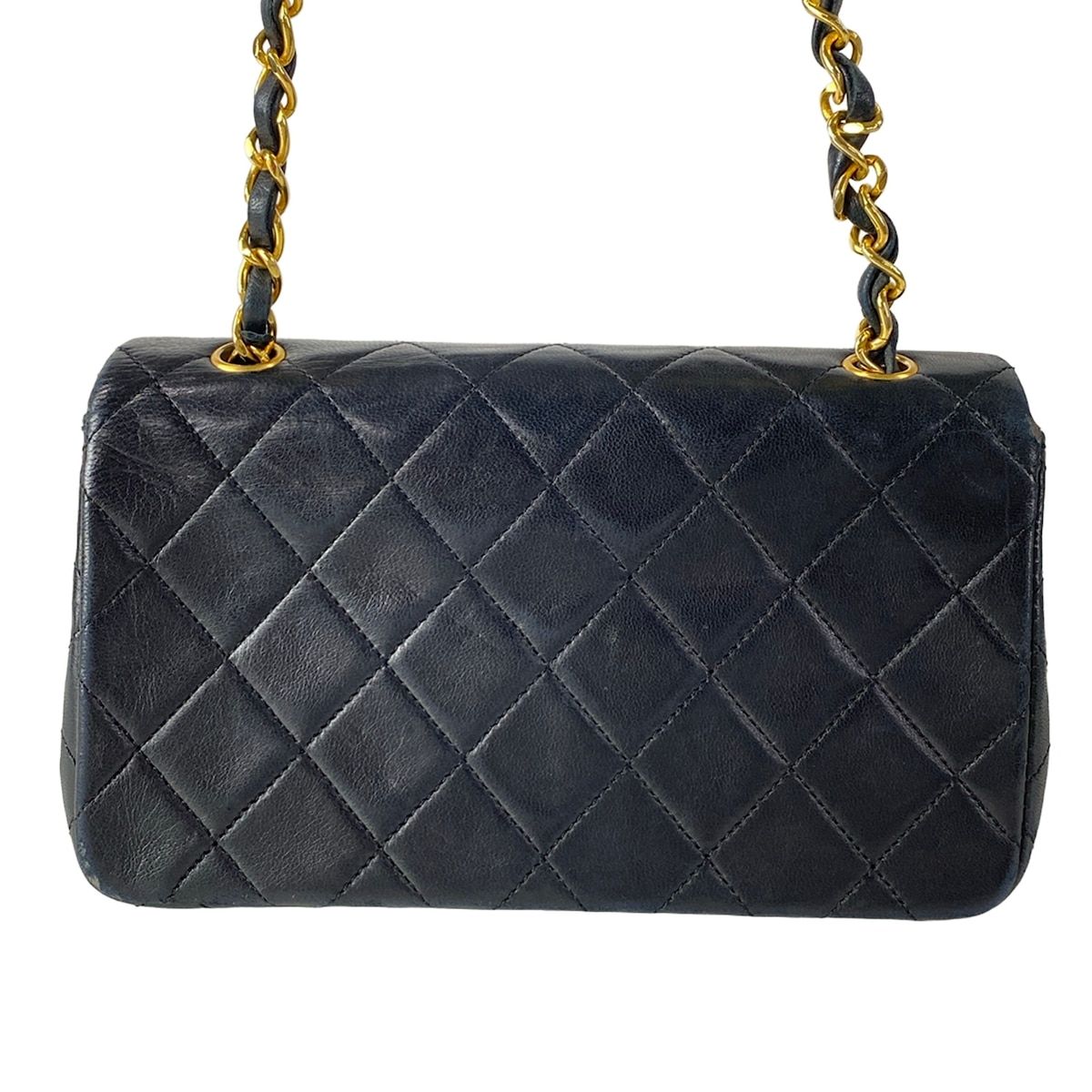 Chanel Shoulder Bag Mini Quilted Black Gold Chain Full Flap Turnlock Lambskin — view 3
