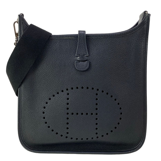 Hermes Shoulder Bag Evelyne PM Black Silver